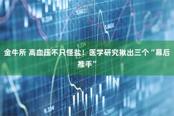 金牛所 高血压不只怪盐！医学研究揪出三个“幕后推手”