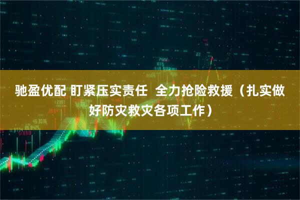 驰盈优配 盯紧压实责任 全力抢险救援(扎实做好防灾救灾各项工作)
